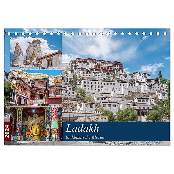 Ladakh - Buddhistische Klöster (Tischkalender 2024 DIN A5 quer), CALVENDO Monatskalender, Thomas Leonhardy