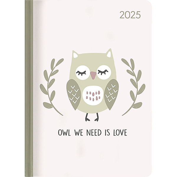 Lady Journal Owl we need 2025 - Eule - Taschenkalender A6 (10,7x15,2 cm) - Weekly - 192 Seiten - Notiz-Buch - Termin-Planer - Alpha Edition