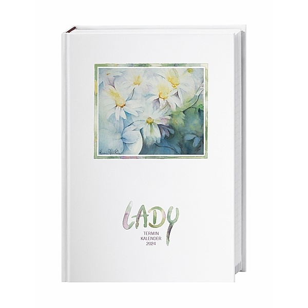 Lady Terminkalender A6 Kalender 2024. Liebevoll gestalteter Taschenkalender mit Zitaten und kleinen Illustrationen. Praktischer Buchkalender A6 2024 mit viel Raum für Notizen.