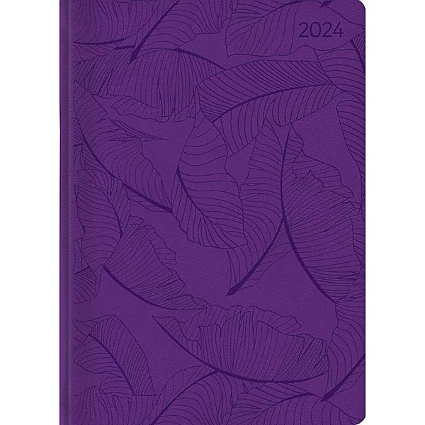 Ladytimer Grande Deluxe Purple 2024 - Taschen-Kalender A5 (15x21 cm) - Tucson Einband - mit Motivprägung - Weekly - 128 Seiten - Alpha Edition