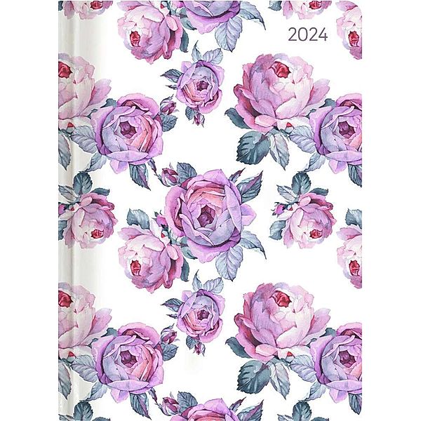 Ladytimer Midi Roses 2024 - Taschen-Kalender 12x17 cm - Rosen - mit Mattfolie - Notiz-Buch - Weekly - 192 Seiten - Alpha Edition