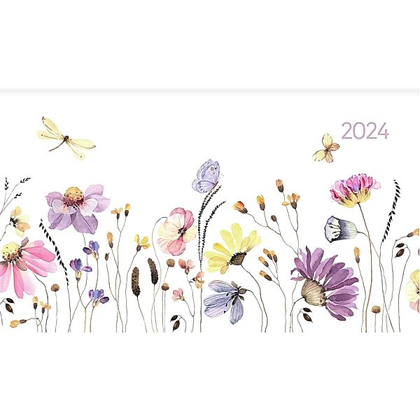 Ladytimer Pad Flower Field 2024 - Taschen-Kalender 15,6x9 cm - Blumen - Weekly - 128 Seiten - Notiz-Buch - Alpha Edition