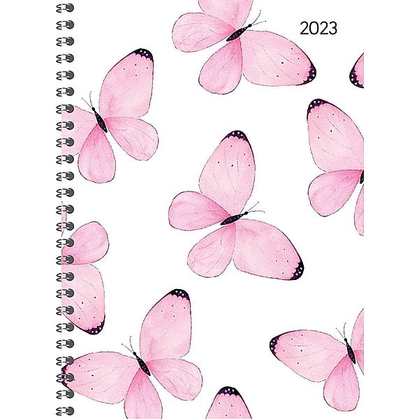 Ladytimer Ringbuch Butterflies 2023 - Taschen-Kalender A5 (15x21 cm) - Schüler-Kalender - Weekly - Ringbindung - 128 Sei
