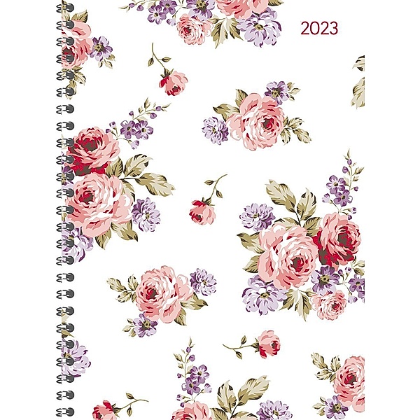 Ladytimer Ringbuch Roses 2023 - Taschen-Kalender A5 (15x21 cm) - Schüler-Kalender - Weekly - Ringbindung - 128 Seiten -