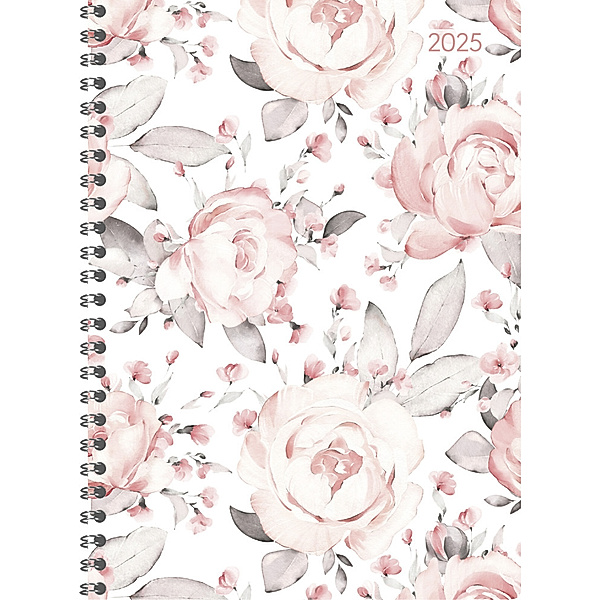 Ladytimer Ringbuch Roses 2025 - Taschen-Kalender A5 (15x21 cm) - Schüler-Kalender - Weekly - Ringbindung - 128 Seiten - Alpha Edition