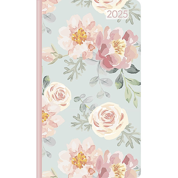 Ladytimer Slim Roses 2025 Taschen-Kalender 9x15,6 cm - Weekly - 128 Seiten - Notiz-Buch
