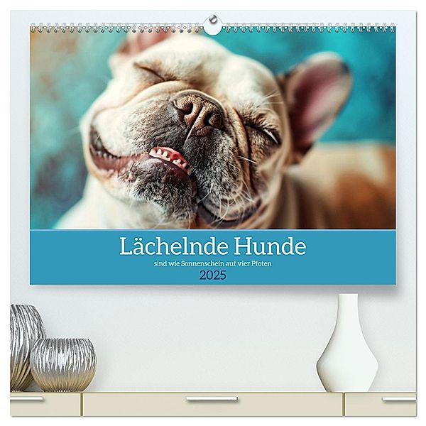 Lächelnde Hunde sind wie Sonnenschein auf vier Pfoten (hochwertiger Premium Wandkalender 2025 DIN A2 quer), Kunstdruck in Hochglanz, Calvendo