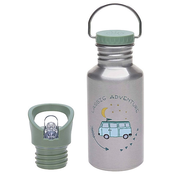 Lässig Lässig Edelstahl-Trinkflasche Adventure - Bus, 0.5 L, silber