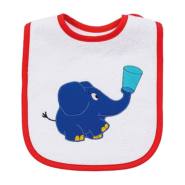 Smithy Lätzchen DER KLEINE BLAUE ELEFANT in weiss/rot