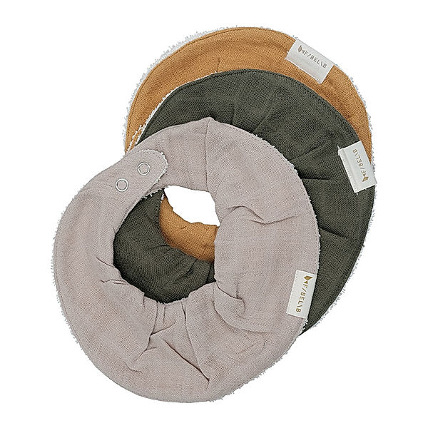 FABELAB Lätzchen RUFFLE BIB ROUND 3er-Set in olive garden