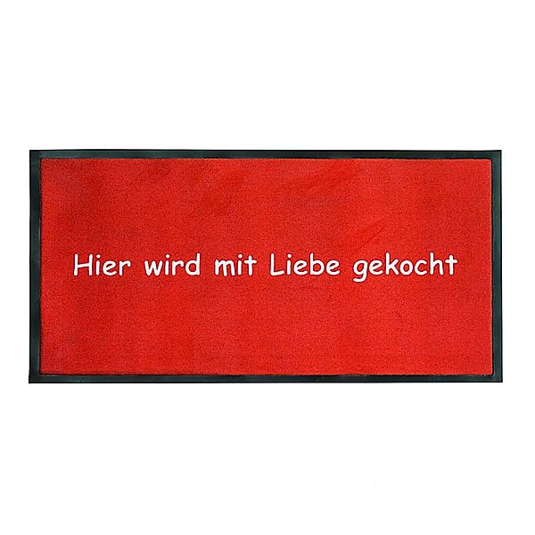 Läufer Hier wird mit Liebe gekocht  75 x 120 cm rot