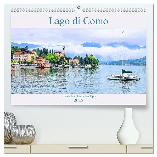 Lago di Como - Italienisches Flair in den Alpen (hochwertiger Premium Wandkalender 2025 DIN A2 quer), Kunstdruck in Hochglanz, Calvendo, LianeM