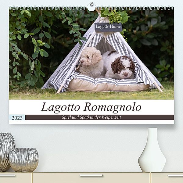 Lagotto Romagnolo - Spiel und Spaß in der Welpenzeit (Premium, hochwertiger DIN A2 Wandkalender 2023, Kunstdruck in Hoch, Sonja Teßen