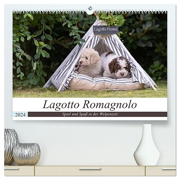 Lagotto Romagnolo - Spiel und Spass in der Welpenzeit (hochwertiger Premium Wandkalender 2024 DIN A2 quer), Kunstdruck in Hochglanz, Sonja Tessen