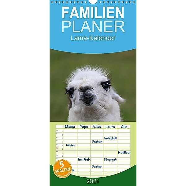 Lama-Kalender - Familienplaner hoch (Wandkalender 2021 , 21 cm x 45 cm, hoch), Bernd Witkowski