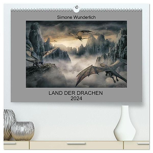 Land der Drachen (hochwertiger Premium Wandkalender 2024 DIN A2 quer), Kunstdruck in Hochglanz, Simone Wunderlich