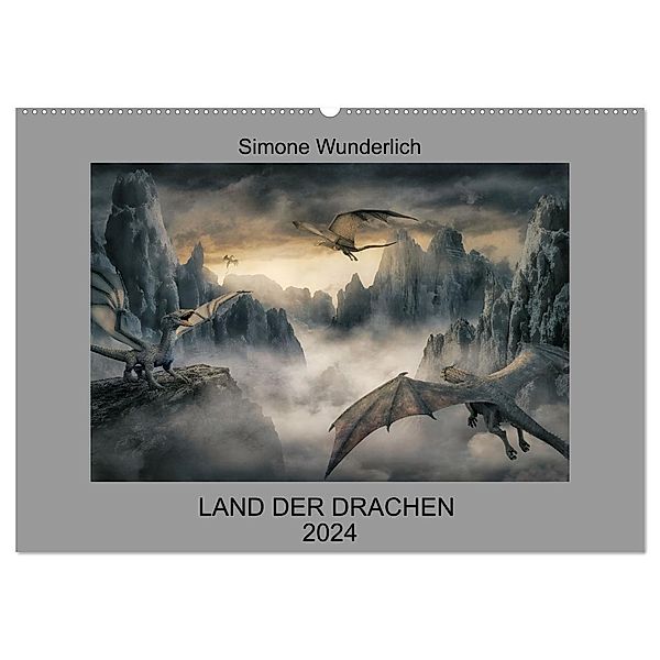 Land der Drachen (Wandkalender 2024 DIN A2 quer), CALVENDO Monatskalender, Simone Wunderlich