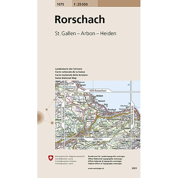 Landeskarte 1:25 000 / 1075 Rorschach, Bundesamt für Landestopografie swisstopo