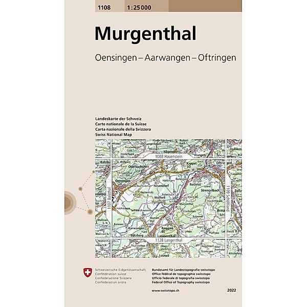 Landeskarte 1:25 000 / 1108 Murgenthal, Bundesamt für Landestopografie swisstopo