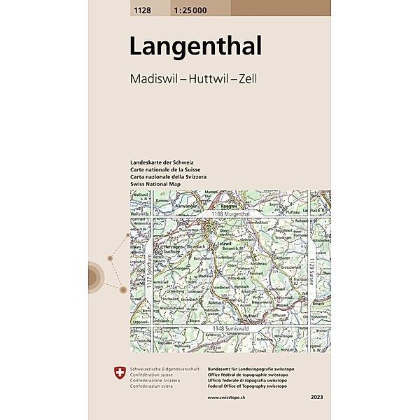 Landeskarte 1:25 000 / 1128 Langenthal, Bundesamt für Landestopografie swisstopo