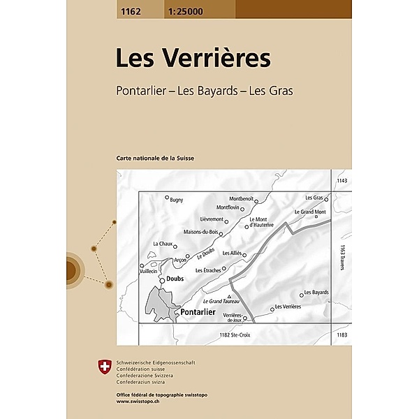 Landeskarte 1:25 000 / 1162 Les Verrières