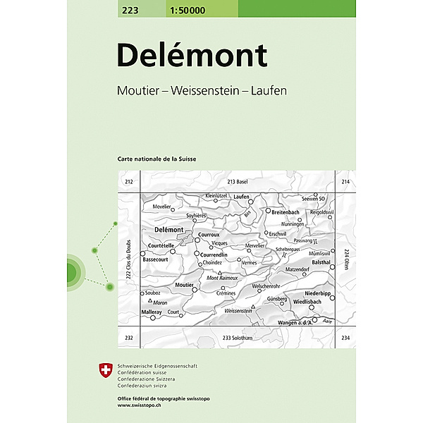 Landeskarte 1:50 000 / 223 Delémont, Bundesamt für Landestopografie swisstopo