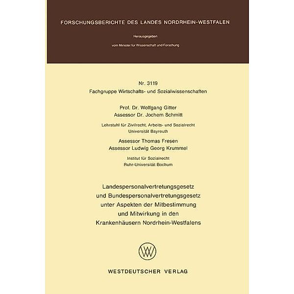 Landespersonalvertretungsgesetz und Bundespersonalvertretungsgesetz unter Aspekten der Mitbestimmung und Mitwirkung in d, Wolfgang Gitter