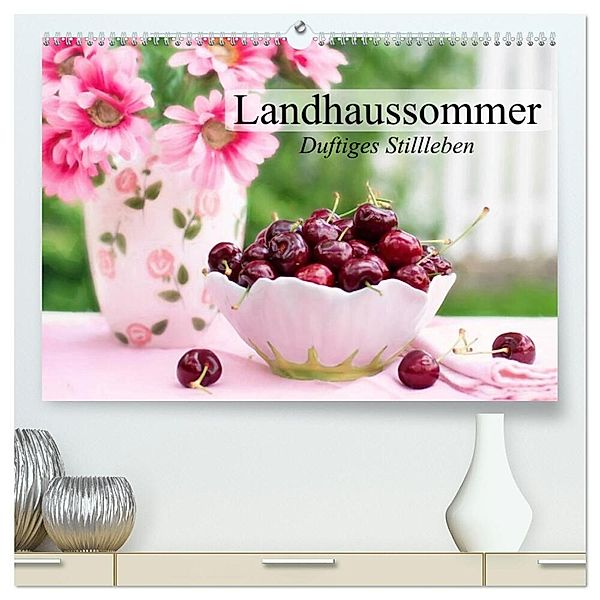 Landhaussommer. Duftiges Stillleben (hochwertiger Premium Wandkalender 2025 DIN A2 quer), Kunstdruck in Hochglanz, Calvendo, Elisabeth Stanzer