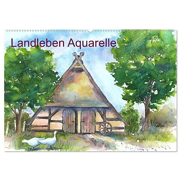 Landleben Aquarelle (Wandkalender 2025 DIN A2 quer), CALVENDO Monatskalender, Calvendo, Jitka Krause