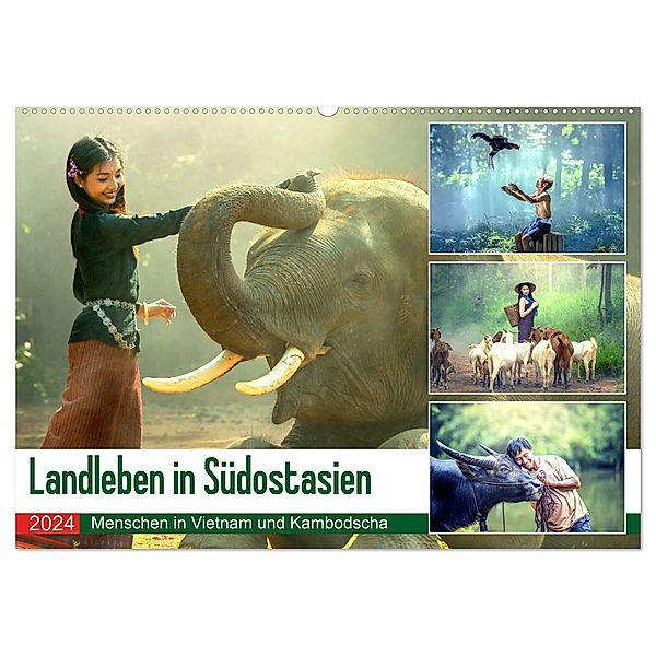 Landleben in Südostasien. Menschen in Vietnam und Kambodscha (Wandkalender 2024 DIN A2 quer), CALVENDO Monatskalender, Rose Hurley