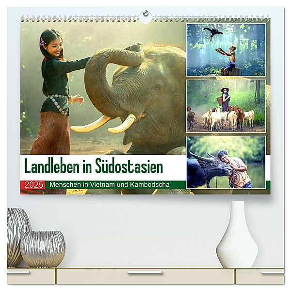 Landleben in Südostasien. Menschen in Vietnam und Kambodscha (hochwertiger Premium Wandkalender 2025 DIN A2 quer), Kunstdruck in Hochglanz, Calvendo, Rose Hurley