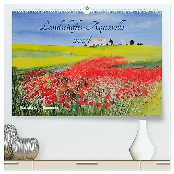 Landschafts-Aquarelle 2024 Roswita Ilona Baumann (hochwertiger Premium Wandkalender 2024 DIN A2 quer), Kunstdruck in Hochglanz, Roswita Ilona Baumann