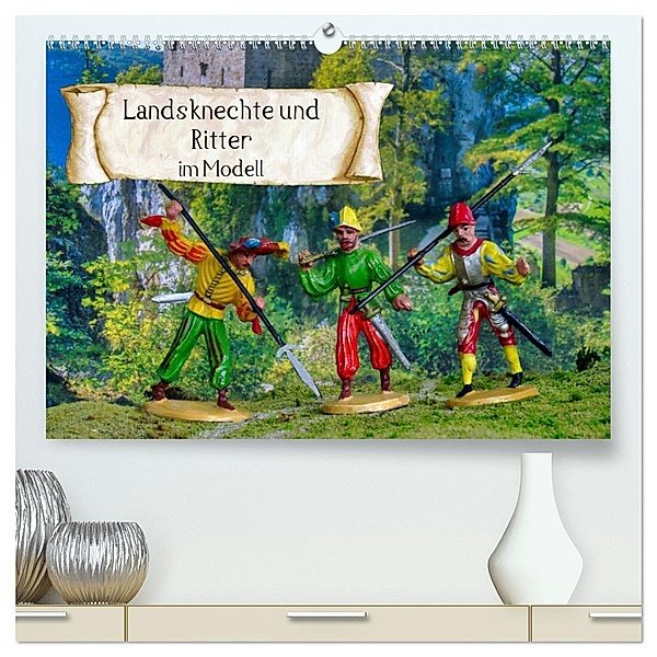 Landsknechte und Ritter im Modell (hochwertiger Premium Wandkalender 2025 DIN A2 quer), Kunstdruck in Hochglanz, Calvendo, Klaus-Peter Huschka