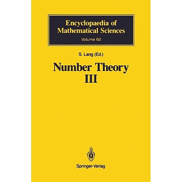 Lang, S: Number Theory 3, Serge Lang