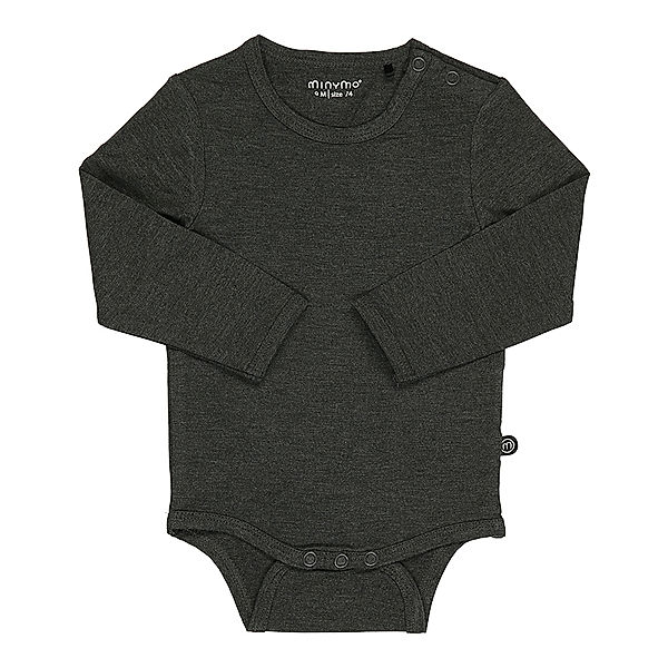 Minymo Langarm-Body BAMBOO – MINY BASIC in dark grey melange