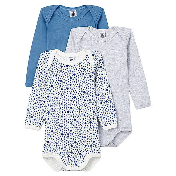 Petit Bateau Langarm-Body BLUE DREAM – KLEINE STERNE 3er-Pack in bunt