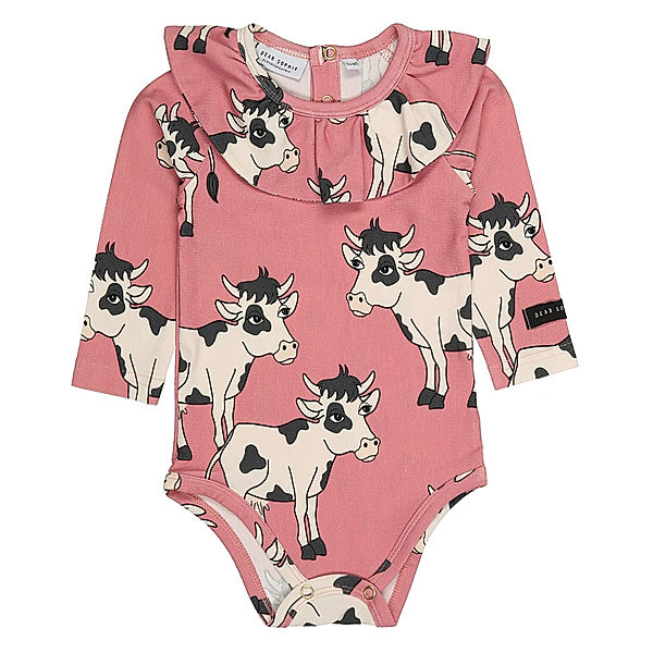 Dear Sophie Langarm-Body COW mit Kragen in pink