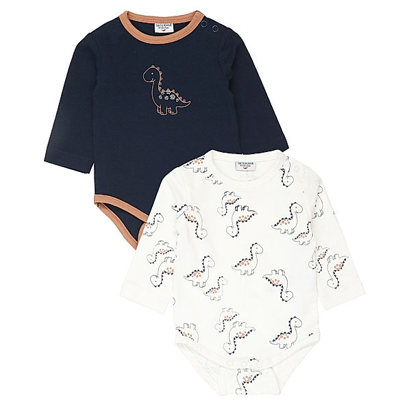 Salt & Pepper Langarm-Body DINOS 2er Pack in navy/offwhite