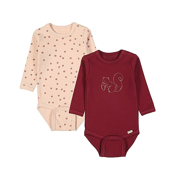 Minymo Langarm-Body EICHHÖRNCHEN 2er-Pack in rose smoke