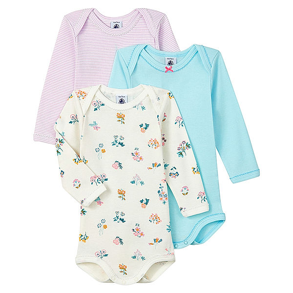 Petit Bateau Langarm-Body HERBOLISITIQUE 3er-Pack in bunt