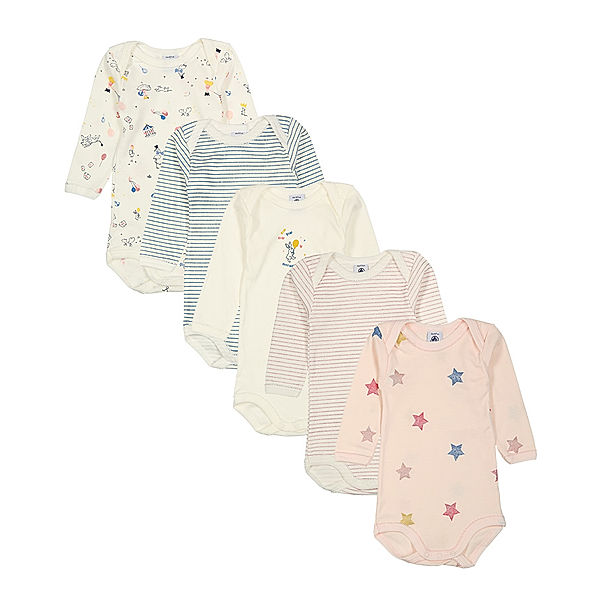 Petit Bateau Langarm-Body LAPINVOL 5er-Pack in bunt