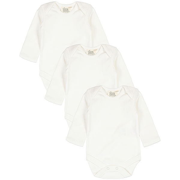 Little Green Radicals Langarm-Body NATURAL 3er-Pack in weiss