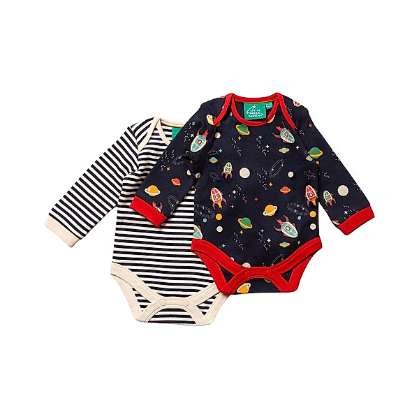 Little Green Radicals Langarm-Body OUTER SPACE 2er-Pack in navy