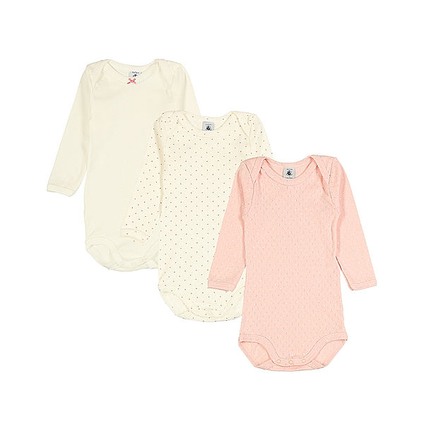 Petit Bateau Langarm-Body PUNKTE 3er Pack in rosa