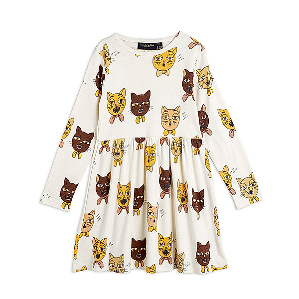mini rodini Langarm-Kleid CAT CHOIR in offwhite