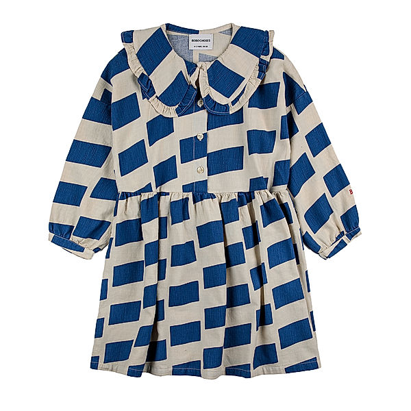 Bobo Choses Langarm-Kleid CHECKER ALL OVER in weiß/blau