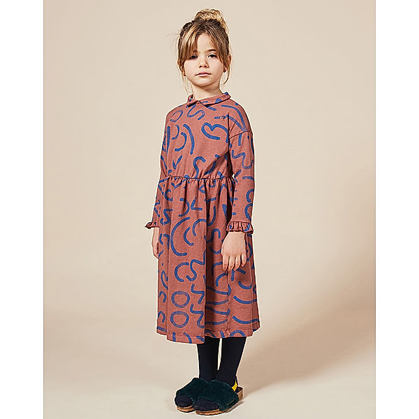 Bobo Choses Langarm-Kleid CURVED LINES in braun