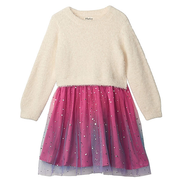 Hatley Langarm-Kleid FALLING STARS mit Tüllrock in beige/