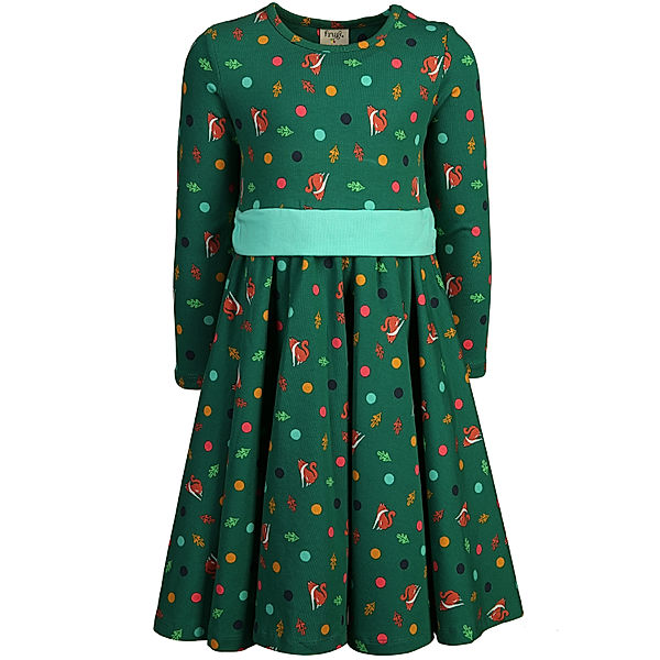 frugi Langarm-Kleid FOREST FOXES in dunkelgrün