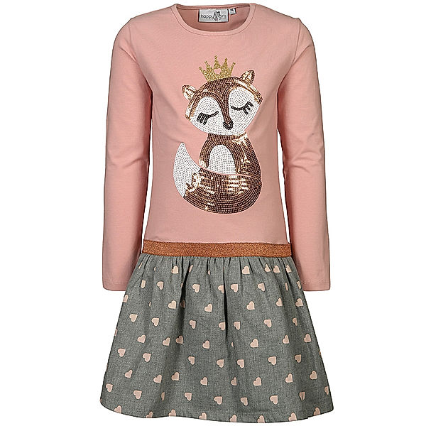 happy girls Langarm-Kleid FOX GIRL mit Pailletten in dusty pink